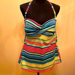 JCP multi colored striped tankini size XXL.